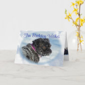 雪の中の犬の犬 – カスタマイズ任意の大事な行事 カード (黄色い花)