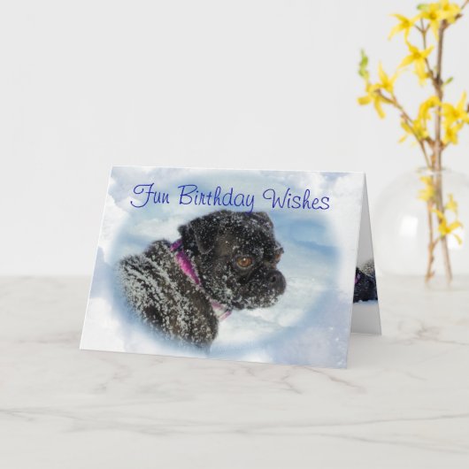 雪の中の犬の犬 – カスタマイズ任意の大事な行事 カード (黄色い花)