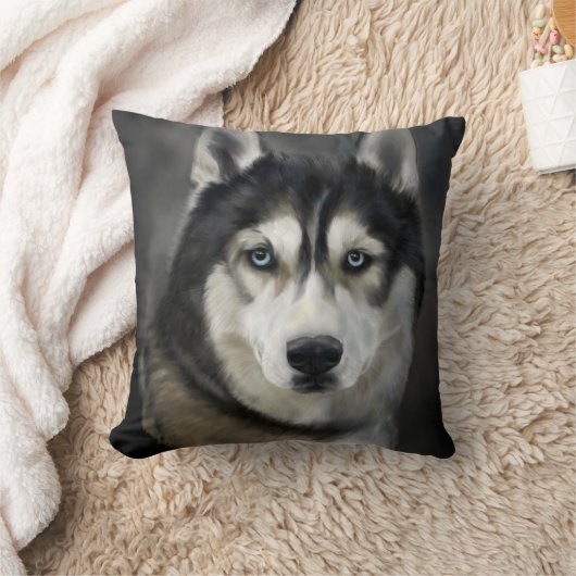 雪の中の犬 クッション (ブランケット)