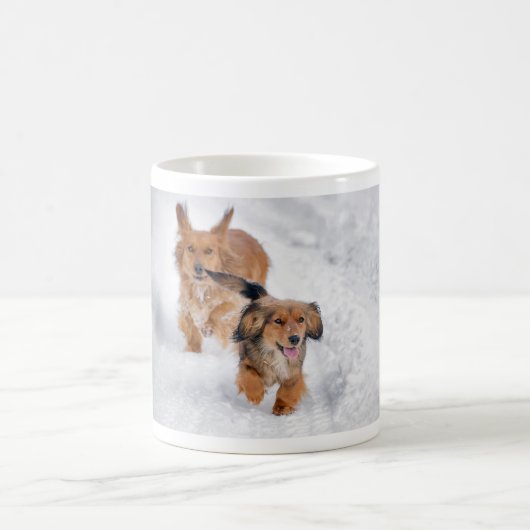 雪の中の犬 コーヒーマグカップ (中央)