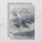 雪の中の狼のクリスマス休暇のビジネスグリーティング シーズンカード (正面/裏面)