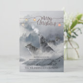 雪の中の狼のクリスマス休暇のビジネスグリーティング シーズンカード (スタンド正面)