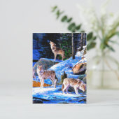 雪の中の狼絵画達 ポストカード (スタンド正面)