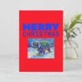 雪の中の猫が耳当てをしている シーズンカード (スタンド正面)