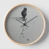 雪の中の猫3 壁時計 (正面)