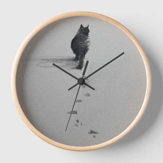 雪の中の猫3 壁時計 (正面)