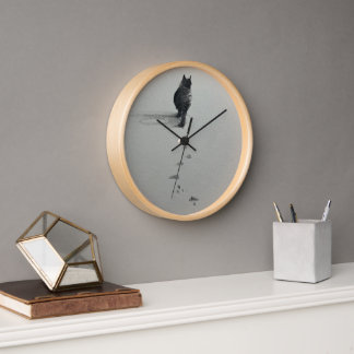 雪の中の猫3 壁時計