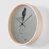 雪の中の猫3 壁時計 (傾斜)