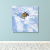 雪の中の猫 キャンバスプリント (インサイチュ (ウッドフロア))