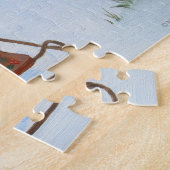 雪の中の白いクリスマスホリデーキャット ジグソーパズル (側面)