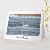 雪の中の白いスワンのSeoson's Greetingカード カード (黄色い花)