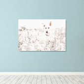 雪の中の白いドイツの羊飼い キャンバスプリント (インサイチュ (ウッドフロア))