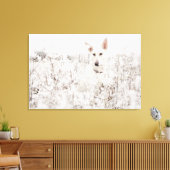 雪の中の白いドイツの羊飼い キャンバスプリント (インサイチュ (リビング))