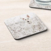 雪の中の白いドイツの羊飼い コースター (左側)