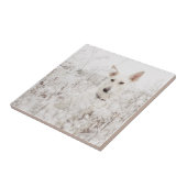 雪の中の白いドイツの羊飼い タイル (側面)