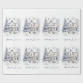 雪の中の白いヴィンテージの家は雪を許可 ラッピングペーパー (フラット)