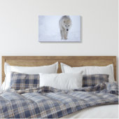 雪の中の白い北極のオオカミ歩く キャンバスプリント (インサイチュ (寝室))