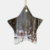 雪の中の白い尾の鹿 セラミックオーナメント (右)