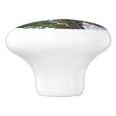 雪の中の白い尾の鹿 セラミックノブ (側面)