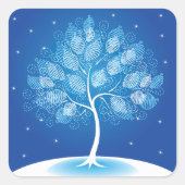 雪の中の白い木 スクエアシール (正面)