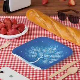 雪の中の白い木 ペーパープレート