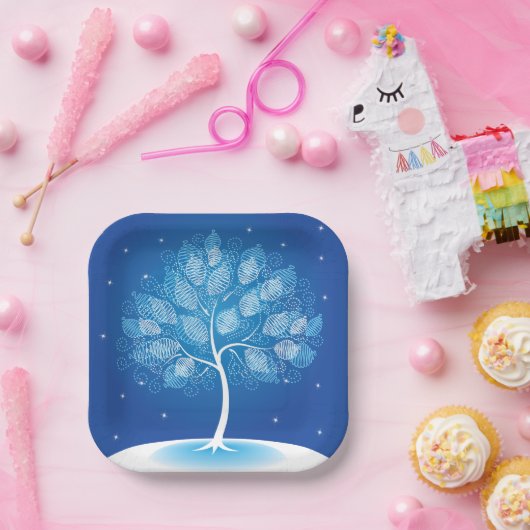 雪の中の白い木 ペーパープレート (パーティー)