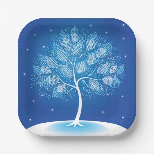 雪の中の白い木 ペーパープレート (正面)