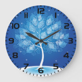 雪の中の白い木 ラージ壁時計 (正面)