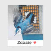 雪の中の白い胸のヌサッチ – オリジナル写真 シール (シート)