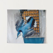 雪の中の白い胸のヌサッチ – オリジナル写真 タペストリー (正面(横))