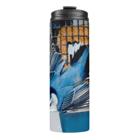 雪の中の白い胸のヌサッチ – オリジナル写真 タンブラー (正面)