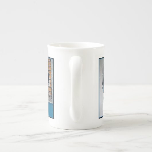 雪の中の白い胸のヌサッチ – オリジナル写真 ボーンチャイナマグカップ (裏面)