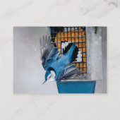 雪の中の白い胸のヌサッチ – オリジナル写真 名刺 (裏面)