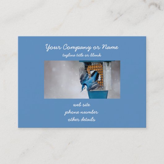 雪の中の白い胸のヌサッチ – オリジナル写真 名刺 (正面)