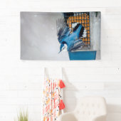 雪の中の白い胸のヌサッチ – オリジナル写真 横断幕 (インサイチュ)