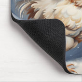 雪の中の白い鶏 マウスパッド (コーナー)