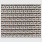 雪の中の白い鶏 ラッピングペーパー (フラット)