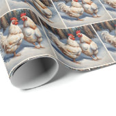 雪の中の白い鶏 ラッピングペーパー (ロールコーナー)