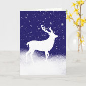 雪の中の白い鹿 カード (黄色い花)