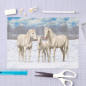 雪の中の白い4分の1の馬 薄葉紙 (クラフト)
