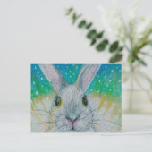 雪の中の白うさぎ！ ポストカード (スタンド正面)