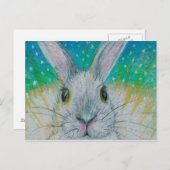 雪の中の白うさぎ！ ポストカード (正面/裏面)