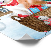 雪の中の秋田犬のクリスマスドッグハウス ポスター (角)