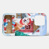 雪の中の秋田犬のクリスマスドッグハウス Case-Mate iPhoneケース (裏面 (横))