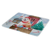 雪の中の秋田犬 クリスマスの犬小屋 カッティングボード (角)