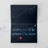 雪の中の美しいバスセットとクリスマスの願い カード (内部)