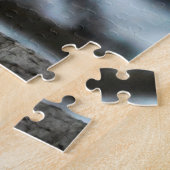 雪の中の美しい明るい赤の(鳥)ショウジョウコウカンチョウ ジグソーパズル (側面)