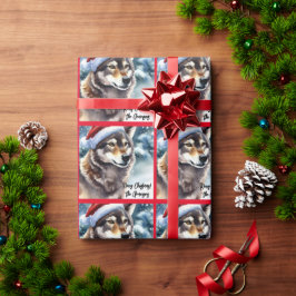 雪の中の美しい狼 ラッピングペーパー