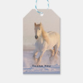 雪の中の美しい白い馬の写真ありがとう ギフトタグ (正面)