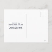 雪の中の美しい白い馬フォトクリスマス シーズンポストカード (裏面)